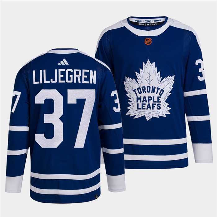 Men%27s Toronto Maple Leafs Black #37 Timothy Liljegren Blue 2022 Reverse Retro Stitched Jersey Dzhi->toronto maple leafs->NHL Jersey